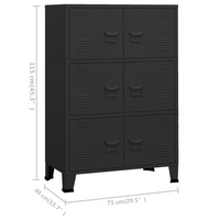 Industrial Storage Chest Black 75x40x115 cm Metal - Organize Your Space with Style