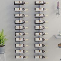 Wall-mounted Wine Rack for 10 Bottles - White Metal, Pack of 2