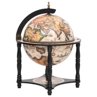 Globe Bar Wine Stand - Black Solid Wood Eucalyptus | Elegant Home Decor