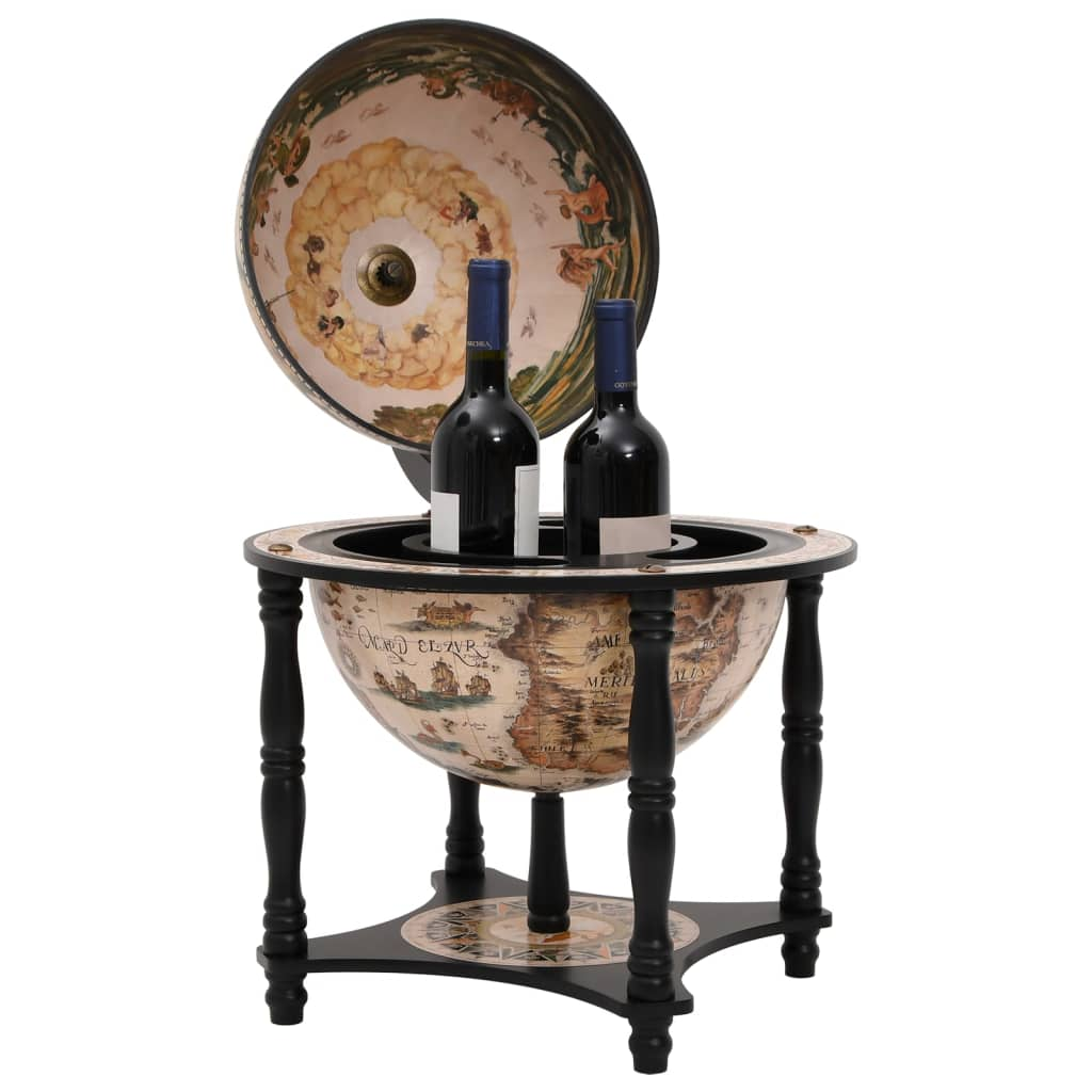 Globe Bar Wine Stand - Black Solid Wood Eucalyptus | Elegant Home Decor