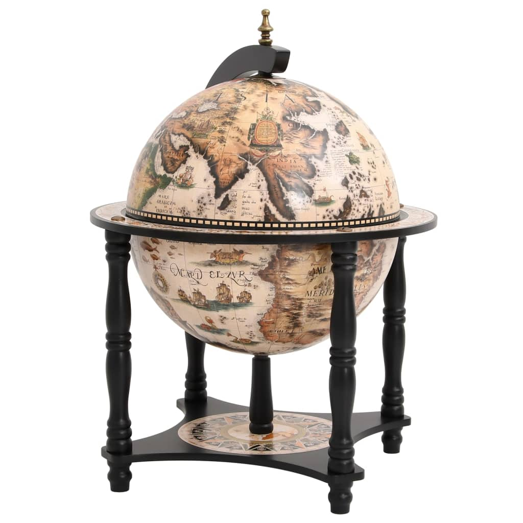 Globe Bar Wine Stand - Black Solid Wood Eucalyptus | Elegant Home Decor