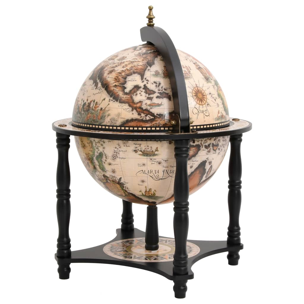 Globe Bar Wine Stand - Black Solid Wood Eucalyptus | Elegant Home Decor