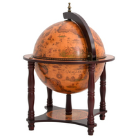 Globe Bar Wine Stand - Brown Solid Wood Eucalyptus | Elegant and Functional Wine Storage