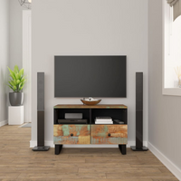 TV Cabinet 70x33x46cm Solid Wood Reclaimed - Industrial Style, Ample Storage