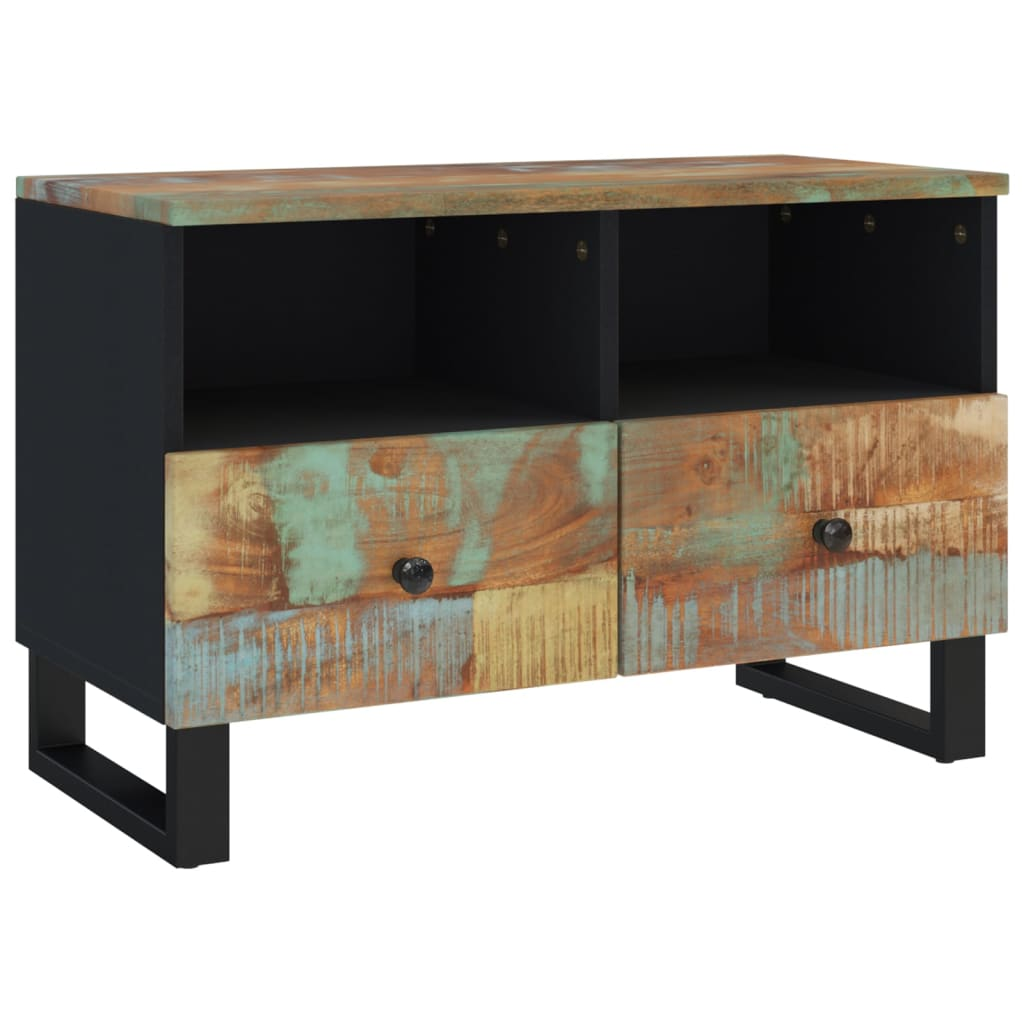 TV Cabinet 70x33x46cm Solid Wood Reclaimed - Industrial Style, Ample Storage