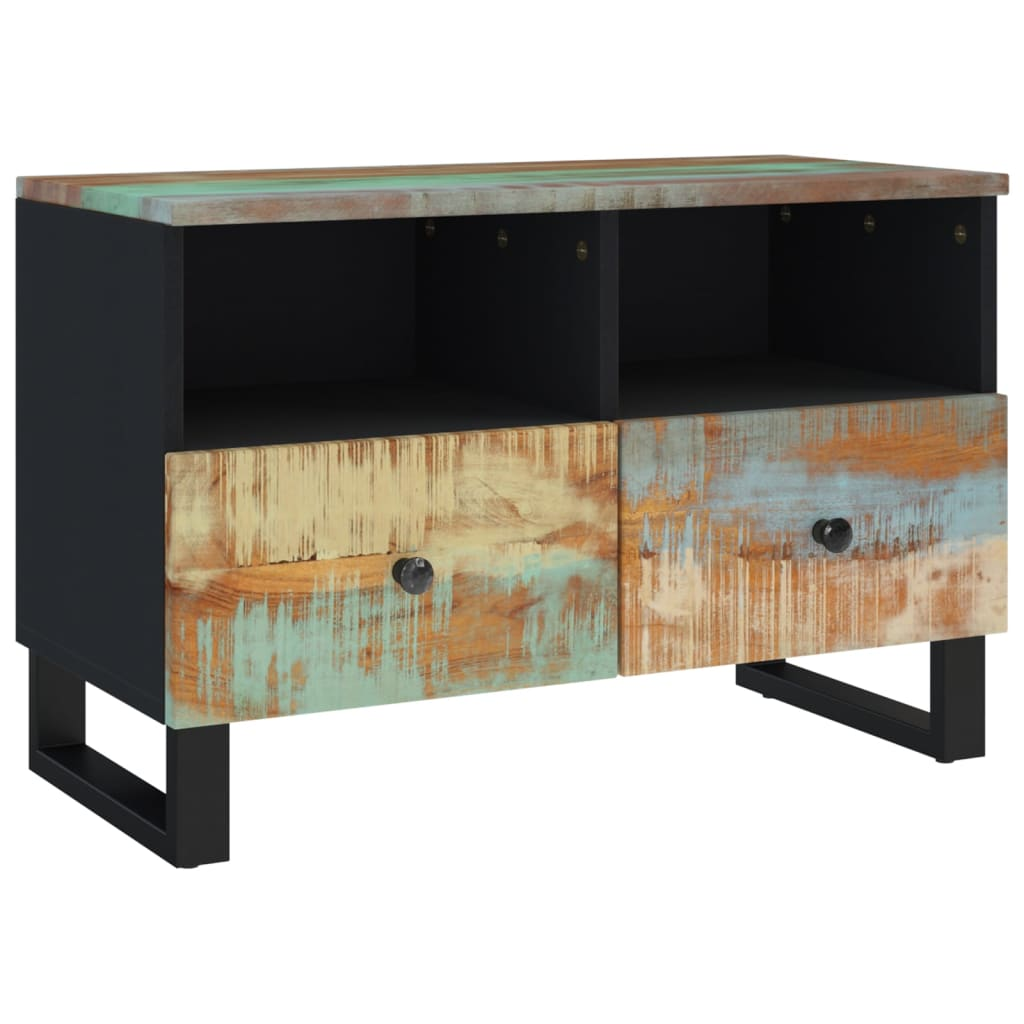 TV Cabinet 70x33x46cm Solid Wood Reclaimed - Industrial Style, Ample Storage