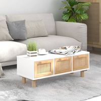 Coffee Table - White, 80x40x30 cm - Engineered Wood & Solid Wood Pine