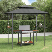 BBQ Gazebo with Side Shelves Anthracite - Steel Frame, Durable Roof, Great Ventilation - Outdoor BBQ Shelter