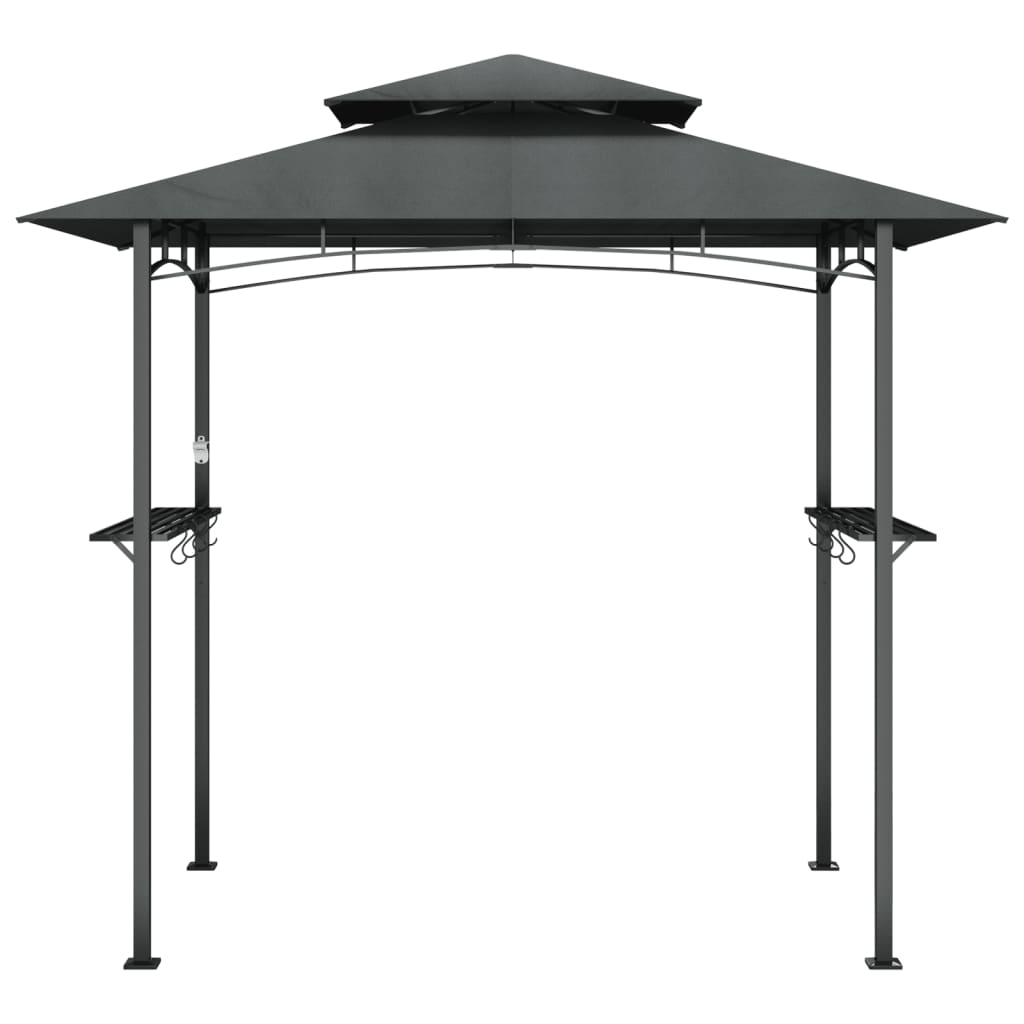 BBQ Gazebo with Side Shelves Anthracite - Steel Frame, Durable Roof, Great Ventilation - Outdoor BBQ Shelter