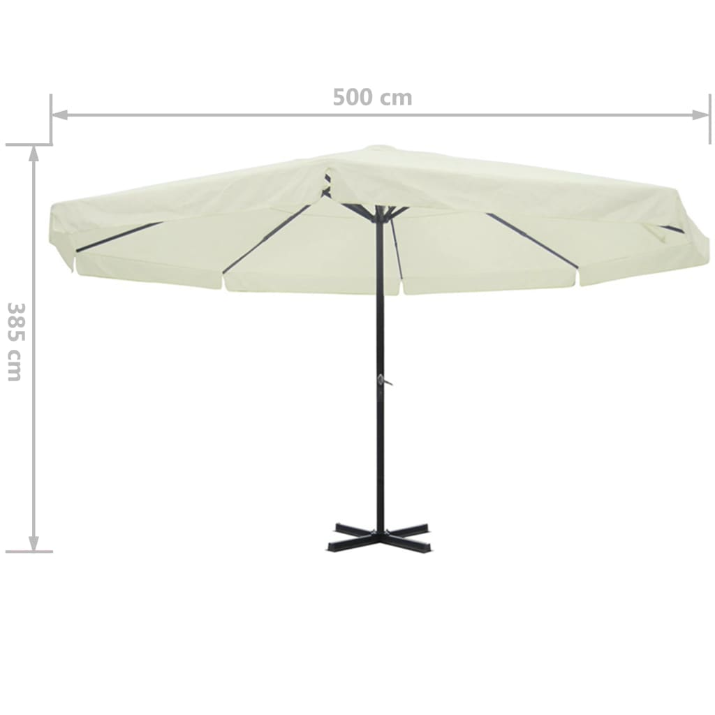 Parasol White Aluminium 500 cm - UV-Resistant, Easy Assembly