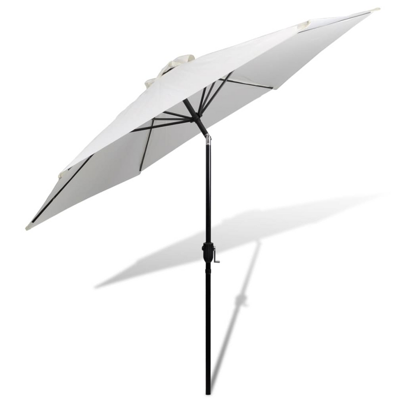 Parasol Sand White 3m Steel Pole - UV Protective, Tilt Function, Durable Construction