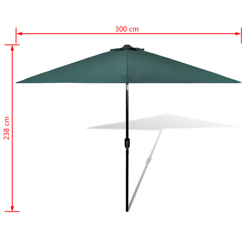 Parasol Green 3m Steel Pole - High-Quality UV Protective and Anti-Fade Polyester