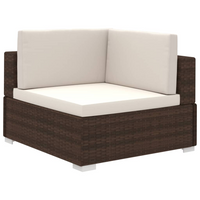 6 Piece Garden Lounge Set with Cushions - Poly Rattan Brown