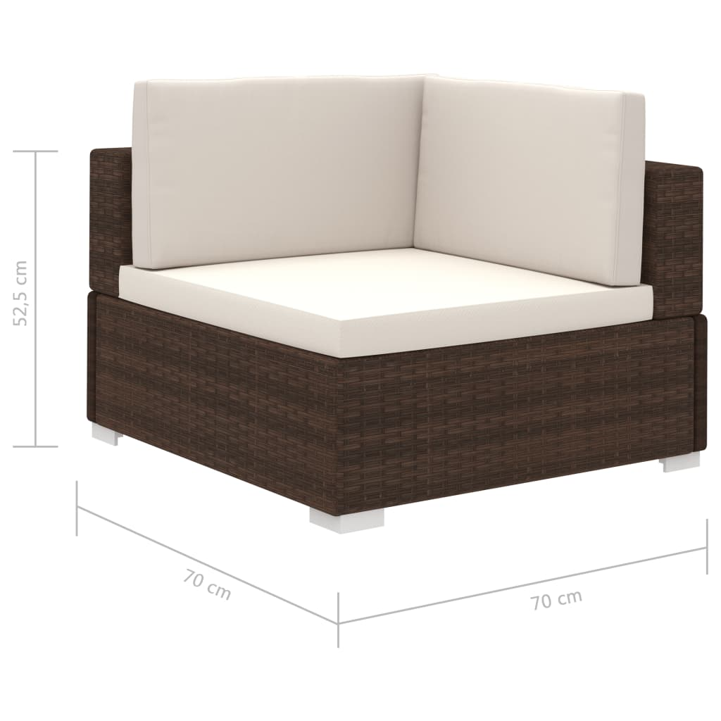 6 Piece Garden Lounge Set with Cushions - Poly Rattan Brown