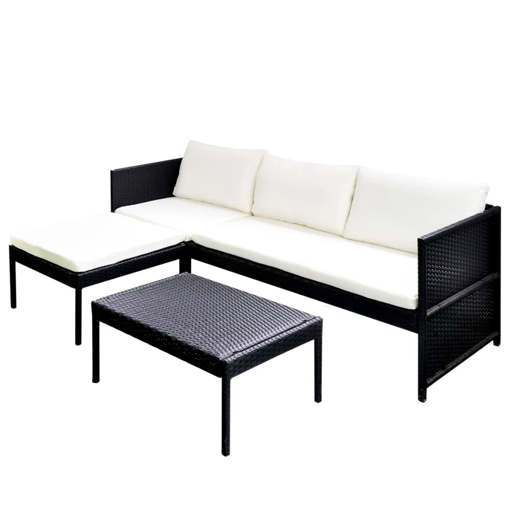 3 Piece Garden Lounge Set with Cushions - Durable and Stylish Outdoor Furniture