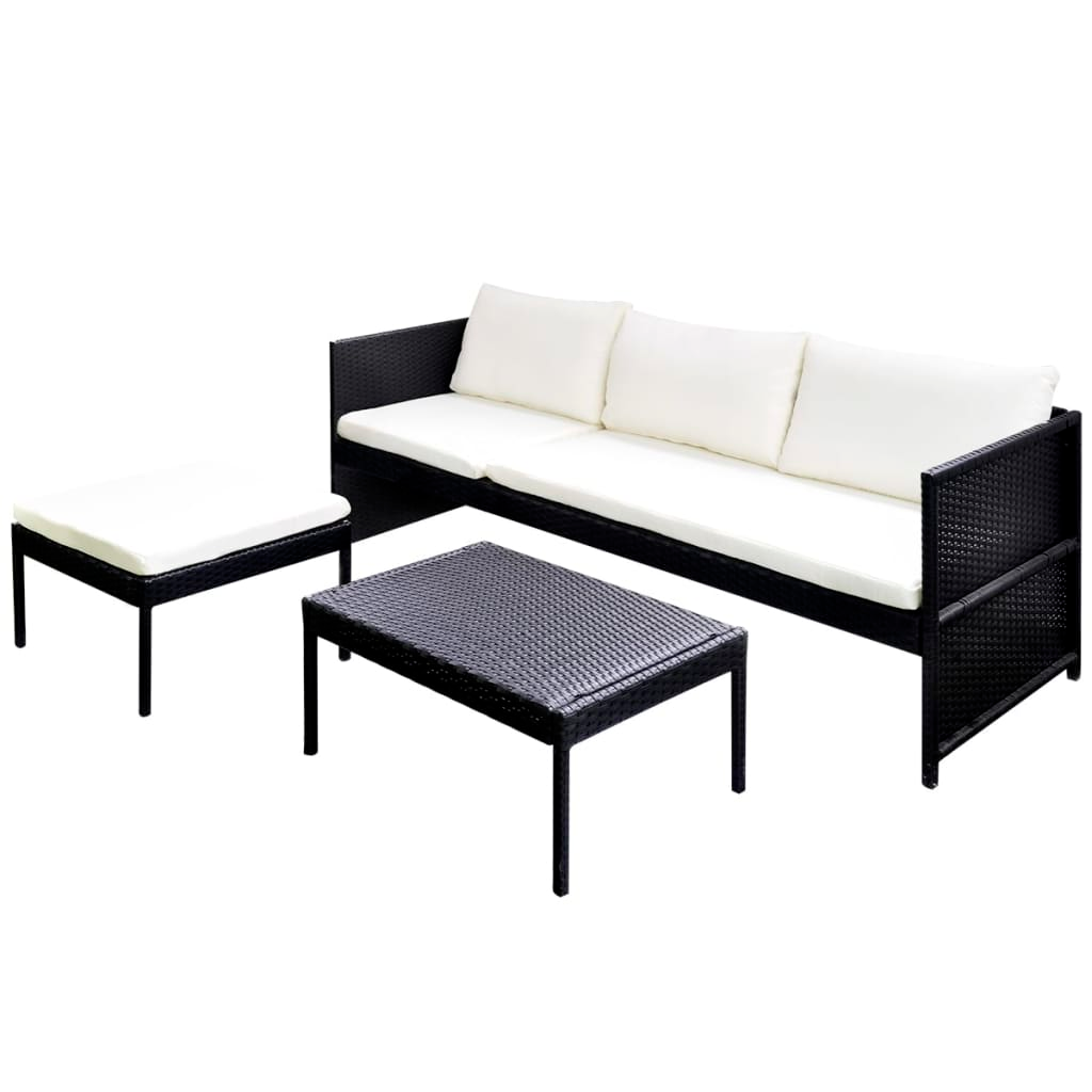 3 Piece Garden Lounge Set with Cushions - Durable and Stylish Outdoor Furniture