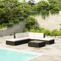 6 Piece Garden Lounge Set with Cushions Poly Rattan Black - Stylish and Functional Outdoor Furniture