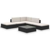 6 Piece Garden Lounge Set with Cushions Poly Rattan Black - Stylish and Functional Outdoor Furniture