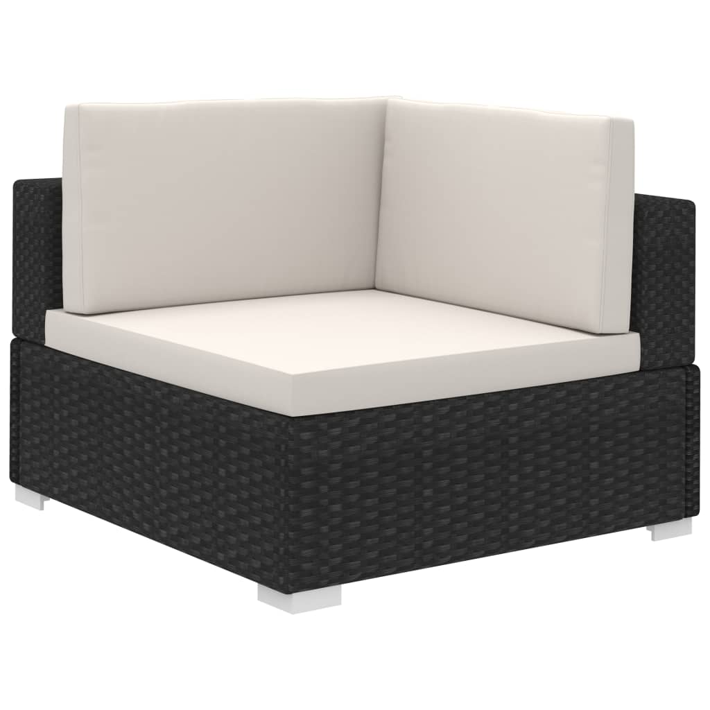 6 Piece Garden Lounge Set with Cushions Poly Rattan Black - Stylish and Functional Outdoor Furniture