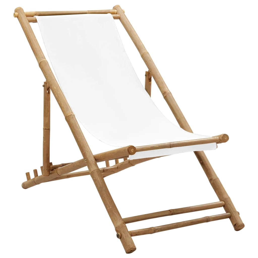 Outdoor Deck Chair Bamboo and Canvas - Comfortable and Durable