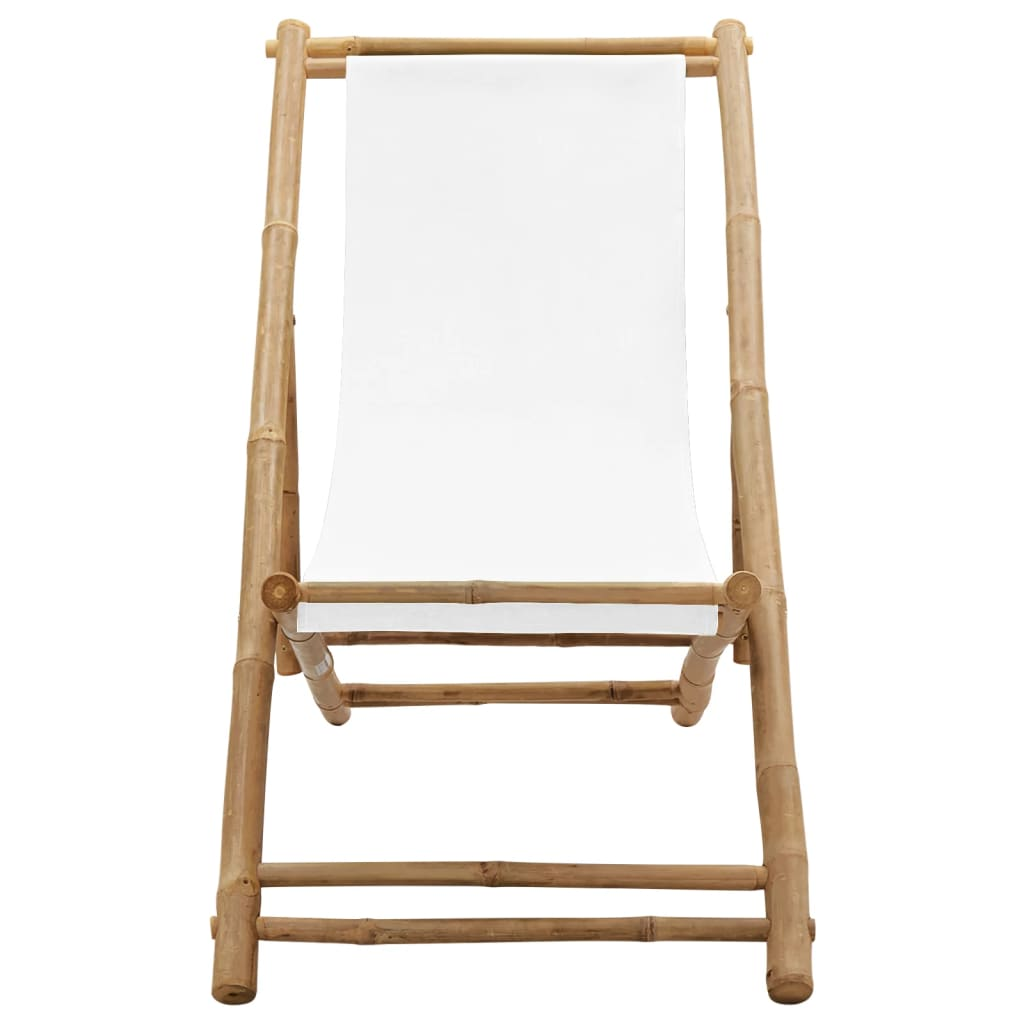 Outdoor Deck Chair Bamboo and Canvas - Comfortable and Durable