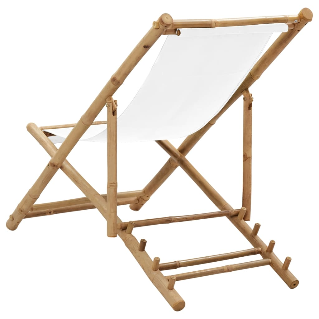 Outdoor Deck Chair Bamboo and Canvas - Comfortable and Durable