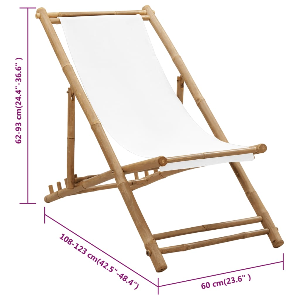 Outdoor Deck Chair Bamboo and Canvas - Comfortable and Durable