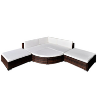 6 Piece Garden Lounge Set with Cushions Poly Rattan Brown