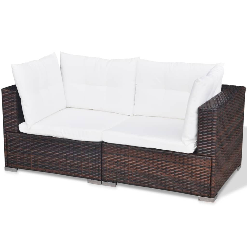 6 Piece Garden Lounge Set with Cushions Poly Rattan Brown - Outdoor Furniture for Comfort and Style