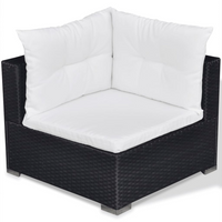 6 Piece Garden Lounge Set with Cushions - Poly Rattan Black