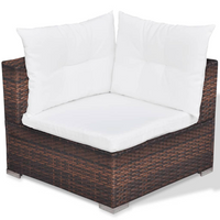 5 Piece Garden Lounge Set with Cushions Poly Rattan Brown - Modern Elegance for Your Outdoor Living Space