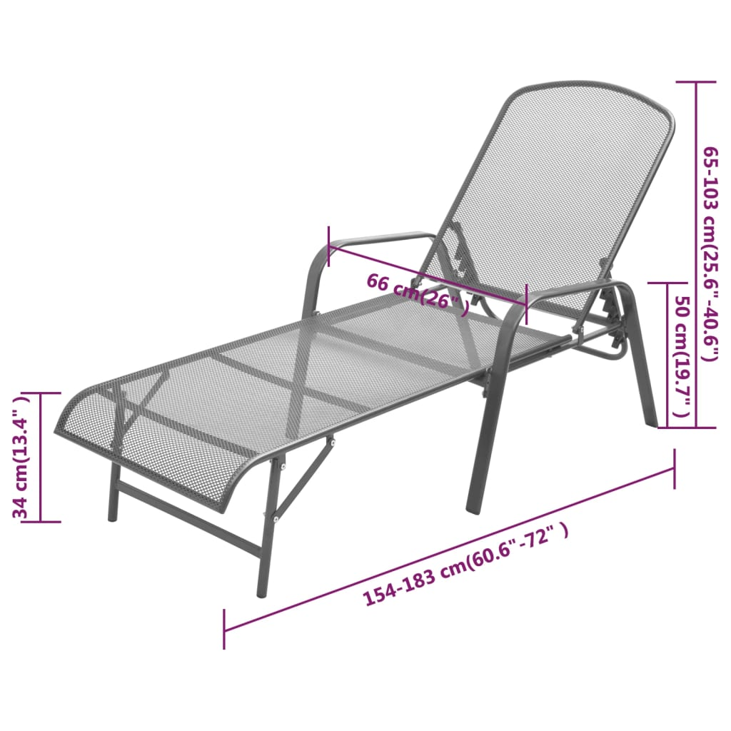 Sun Lounger Steel Anthracite - Stylish and Durable Outdoor Furniture