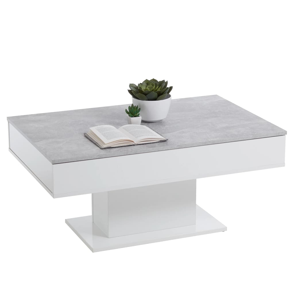 FMD Coffee Table Concrete Grey and White - Stylish and Functional Living Room Furniture