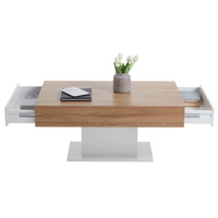 FMD Coffee Table Antique Oak and White - Stylish Contemporary Design with Hidden Storage