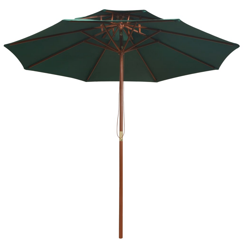 Double Decker Parasol 270x270 cm Wooden Pole Green