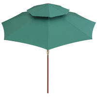 Double Decker Parasol 270x270 cm Wooden Pole Green