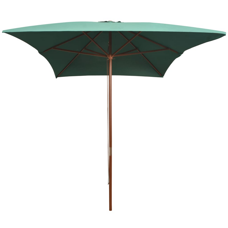 Parasol 200x300 cm Wooden Pole Green - Create Shade and Protection