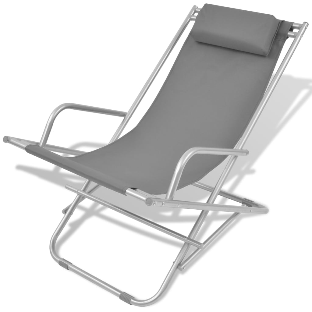 Reclining Deck Chairs 2 pcs Steel Grey - Sturdy and Comfortable Outdoor Lounge Chairs