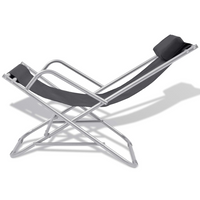 Reclining Deck Chairs 2 pcs - Steel Frame, Black Color