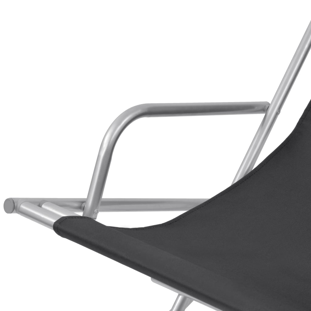 Reclining Deck Chairs 2 pcs - Steel Frame, Black Color