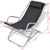 Reclining Deck Chairs 2 pcs - Steel Frame, Black Color