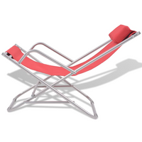 Reclining Deck Chairs 2 pcs Steel Red - Comfortable and Sturdy