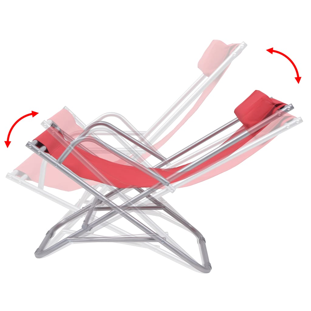 Reclining Deck Chairs 2 pcs Steel Red - Comfortable and Sturdy