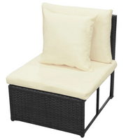 8 Piece Garden Lounge Set with Cushions - Poly Rattan Black