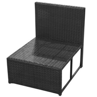 8 Piece Garden Lounge Set with Cushions - Poly Rattan Black