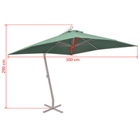 Hanging Parasol 300x300 cm Green Aluminium Pole - Create Shade and Style