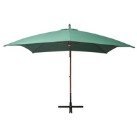 Hanging Parasol 300x300 cm Wooden Pole Green - Create Shade and Relax in Style