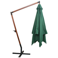 Hanging Parasol 300x300 cm Wooden Pole Green - Create Shade and Relax in Style