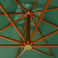 Hanging Parasol 300x300 cm Wooden Pole Green - Create Shade and Relax in Style