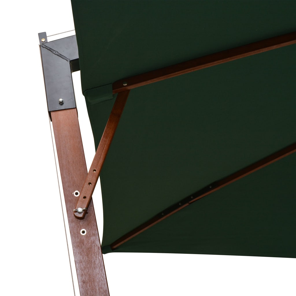 Hanging Parasol 300x300 cm Wooden Pole Green - Create Shade and Relax in Style